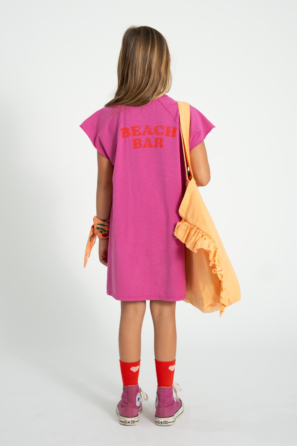 Piupiuchick T-shirt dress fuchsia with ICE CREAM print