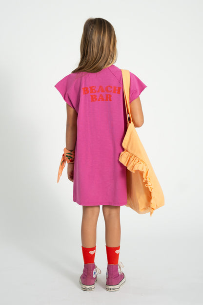 Piupiuchick T-shirt dress fuchsia with ICE CREAM print