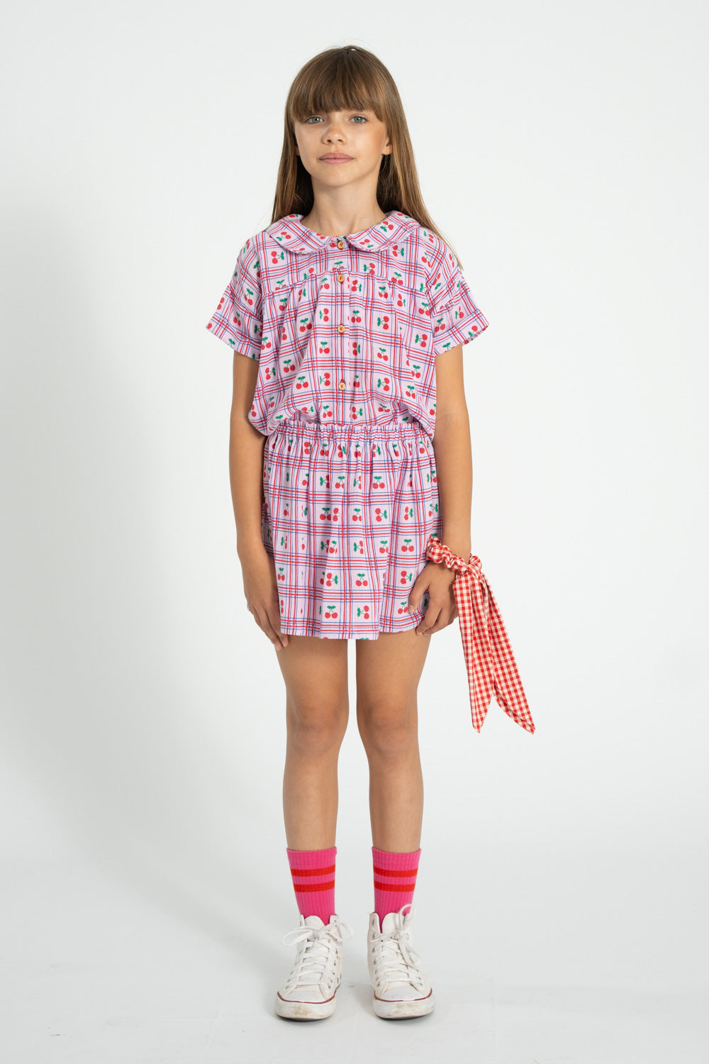Piupiuchick Short skirt lilac CHERRIES allover