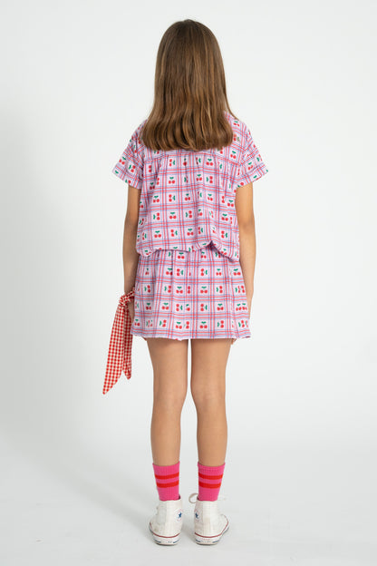 Piupiuchick Short skirt lilac CHERRIES allover