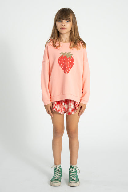 Piupiuchick Collar sweatshirt light pink with STRAWBERRY print