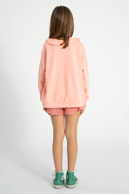 Piupiuchick Collar sweatshirt light pink with STRAWBERRY print