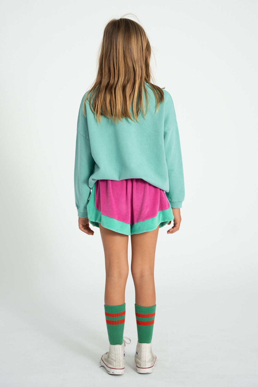 Piupiuchick Sweatshirt turquoise with PEACE print