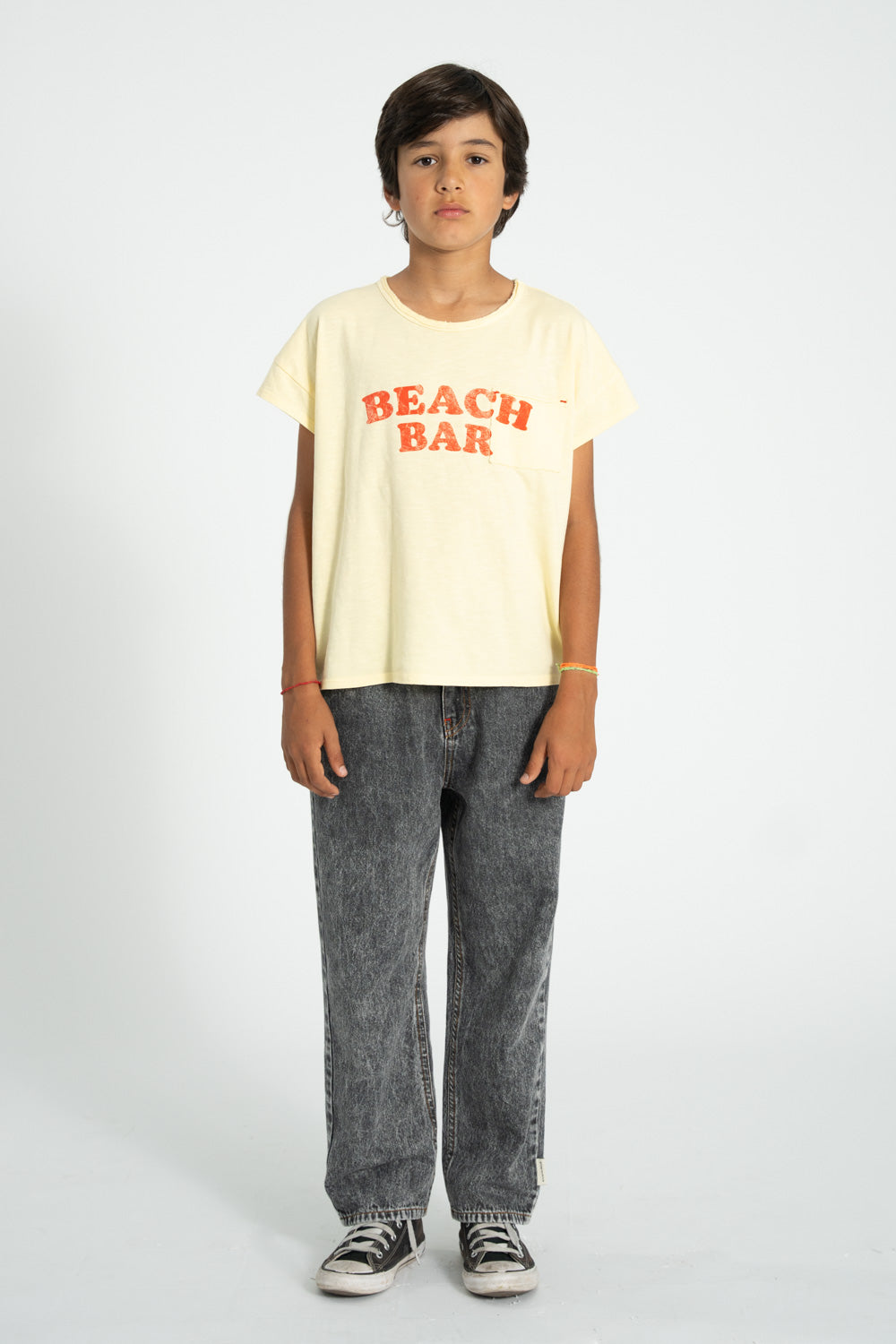 Piupiuchick T-shirt light yellow with BEACH BAR print