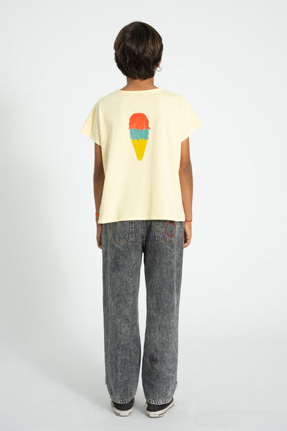 Piupiuchick T-shirt light yellow with BEACH BAR print