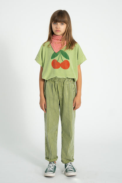 Piupiuchick T-shirt light olive with CHERRY print