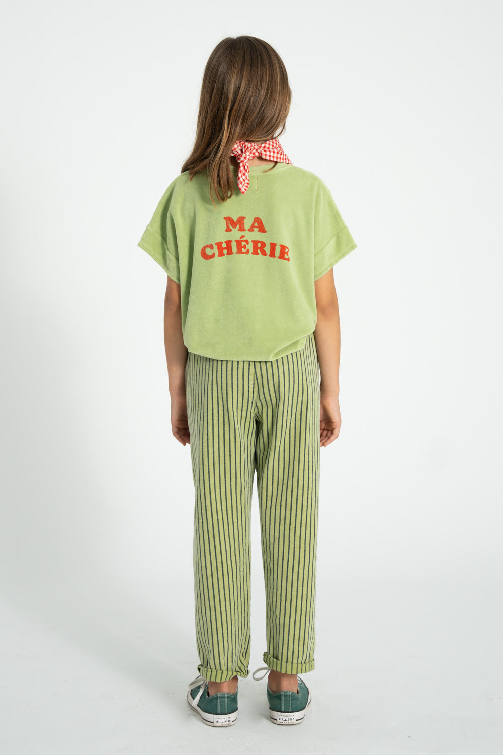 Piupiuchick T-shirt light olive with CHERRY print