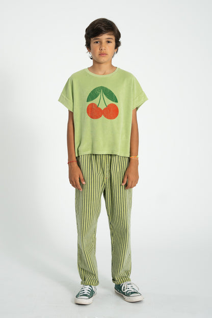 Piupiuchick T-shirt light olive with CHERRY print
