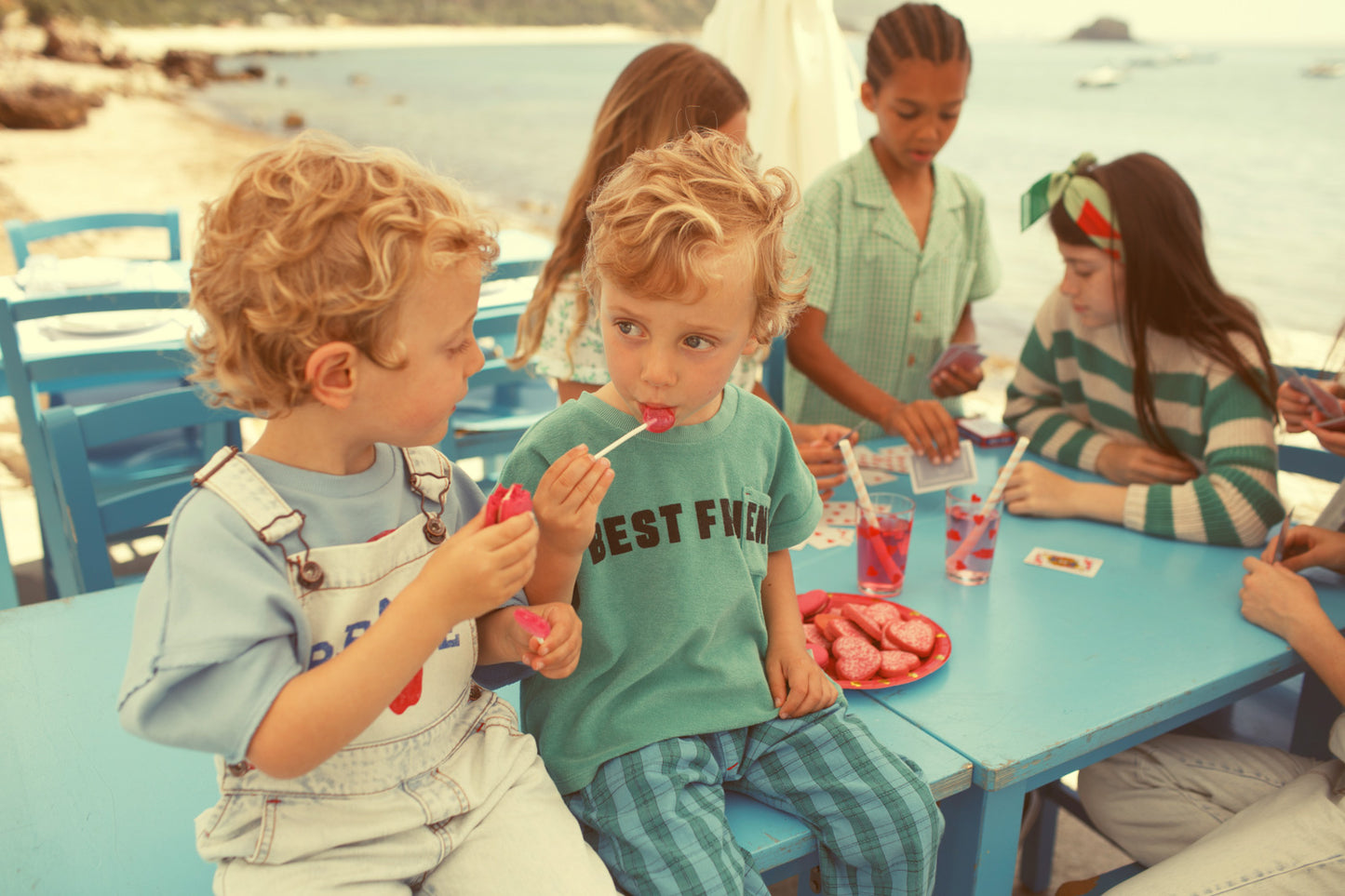 Piupiuchick T-shirt turquoise with BEST FRIEND print