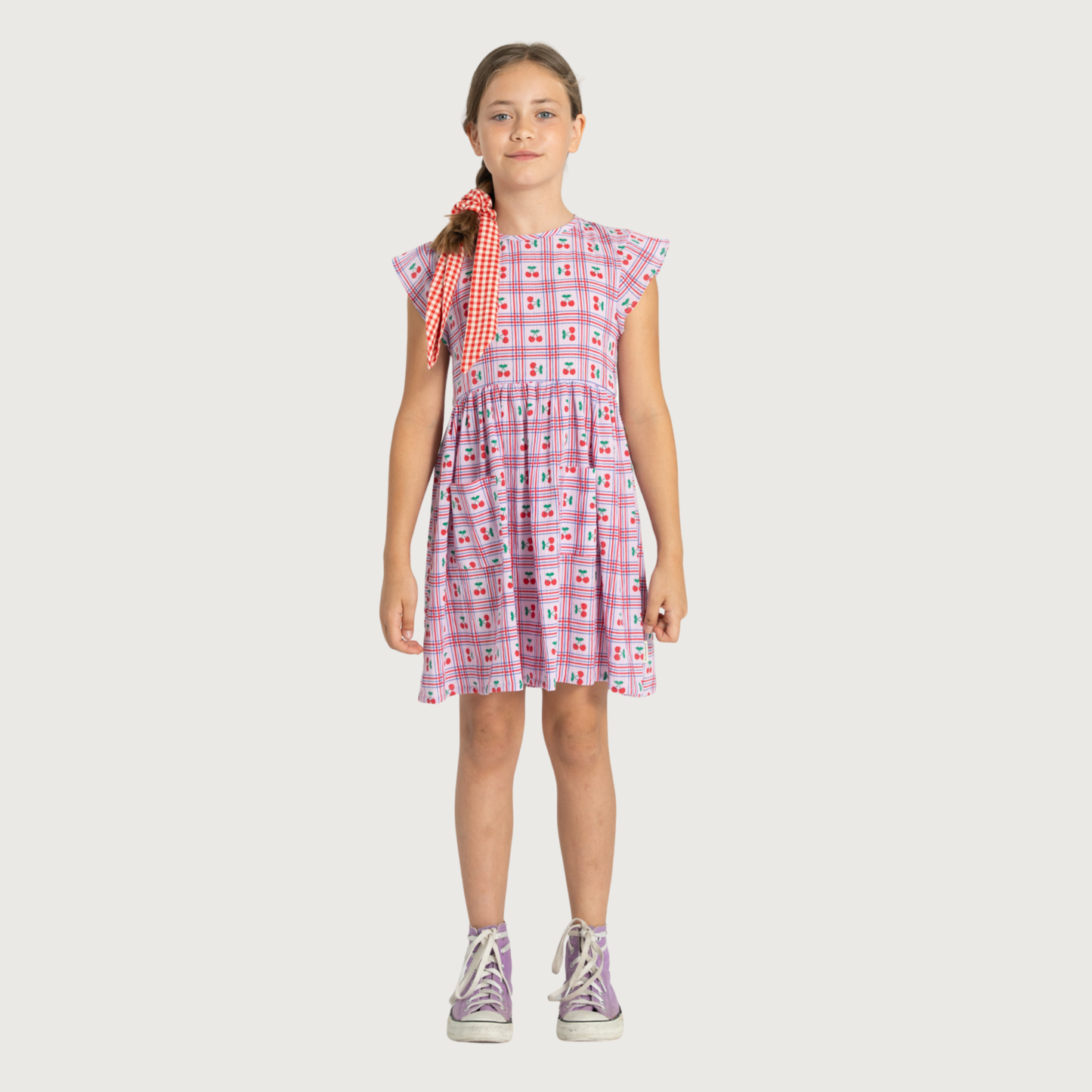 Piupiuchick Short dress lilac CHERRIES allover