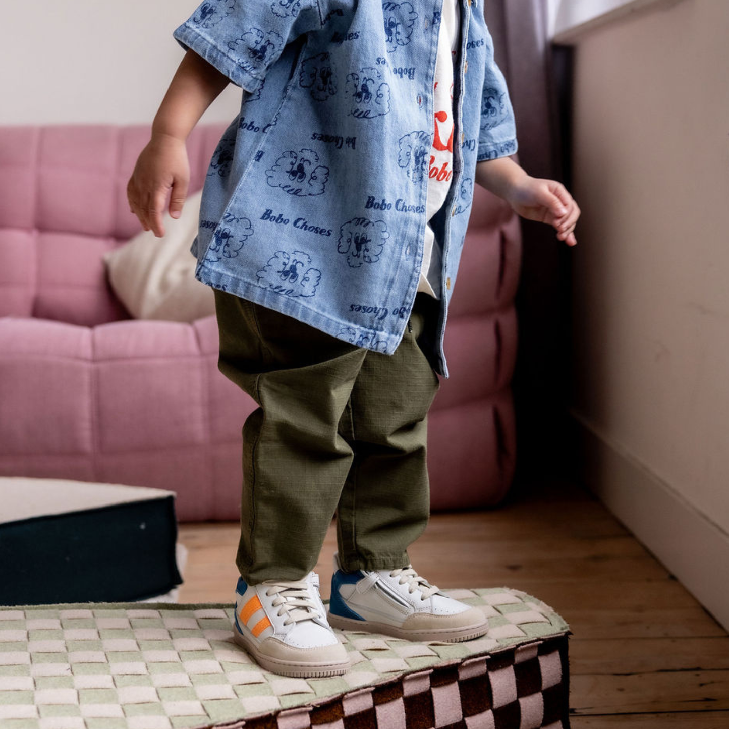 Bobo Choses PICKLES THE DOG all over denim shirt prussian blue