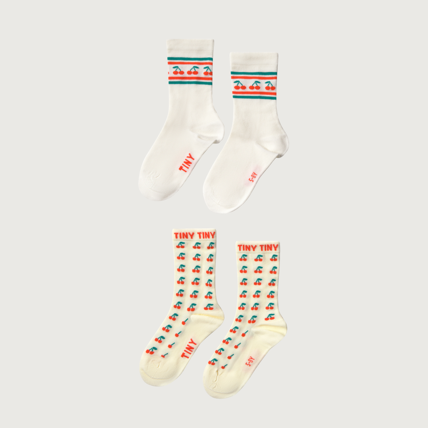 Tinycottons CHERRY medium socks dusty yellow offwhite
