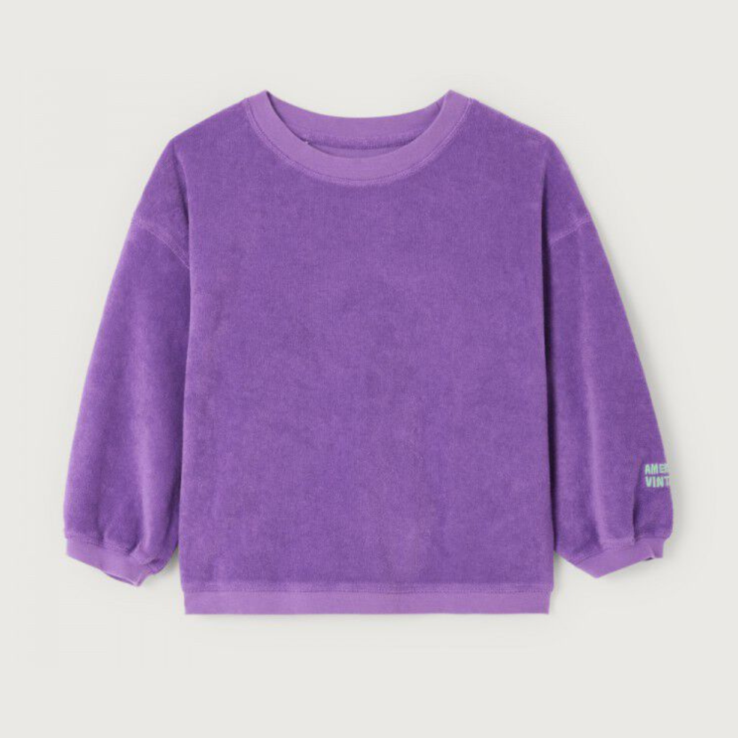 Paarse basic trui American Vintage Kids in badstof