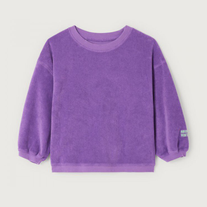 Paarse basic trui American Vintage Kids in badstof
