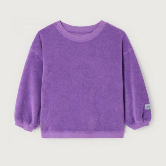 Paarse basic trui American Vintage Kids in badstof