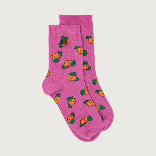 Paarse sokken met appelsien print van Bobo Choses