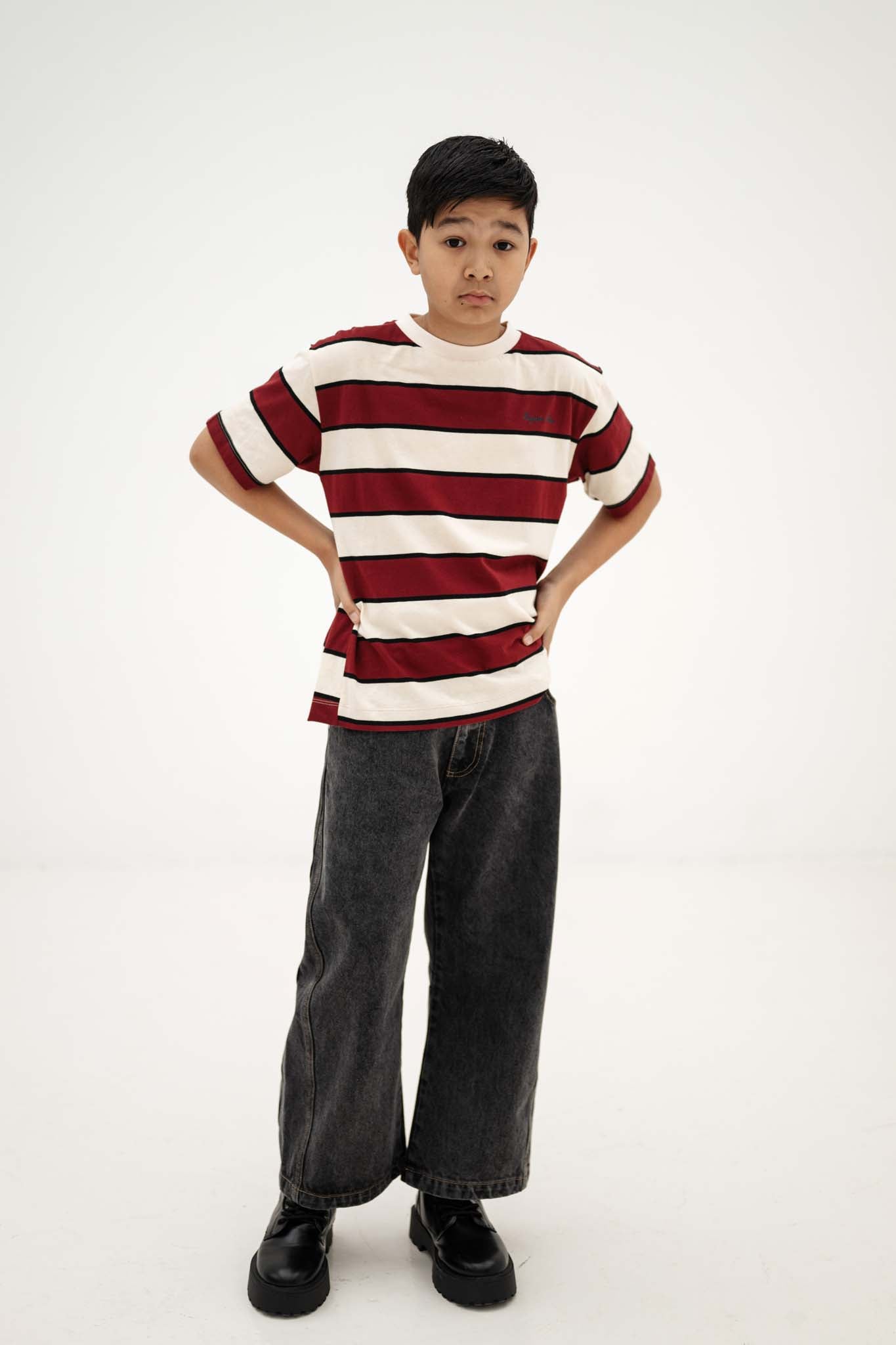 Repose AMS T-shirt mulberry stripe