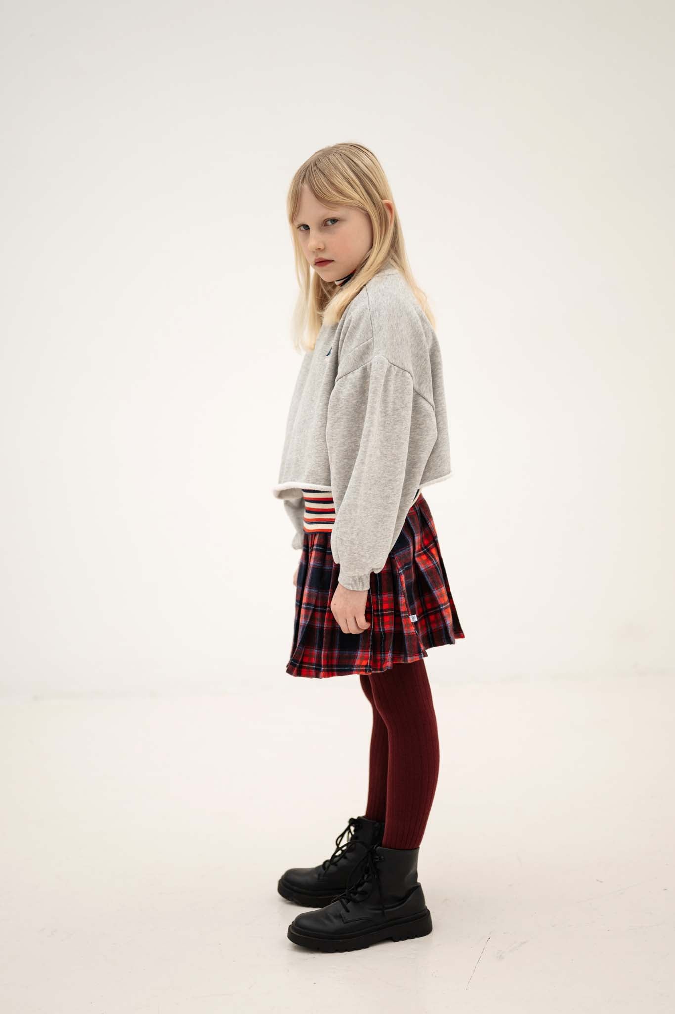 Repose AMS Plissé skirt firecracker horizon check