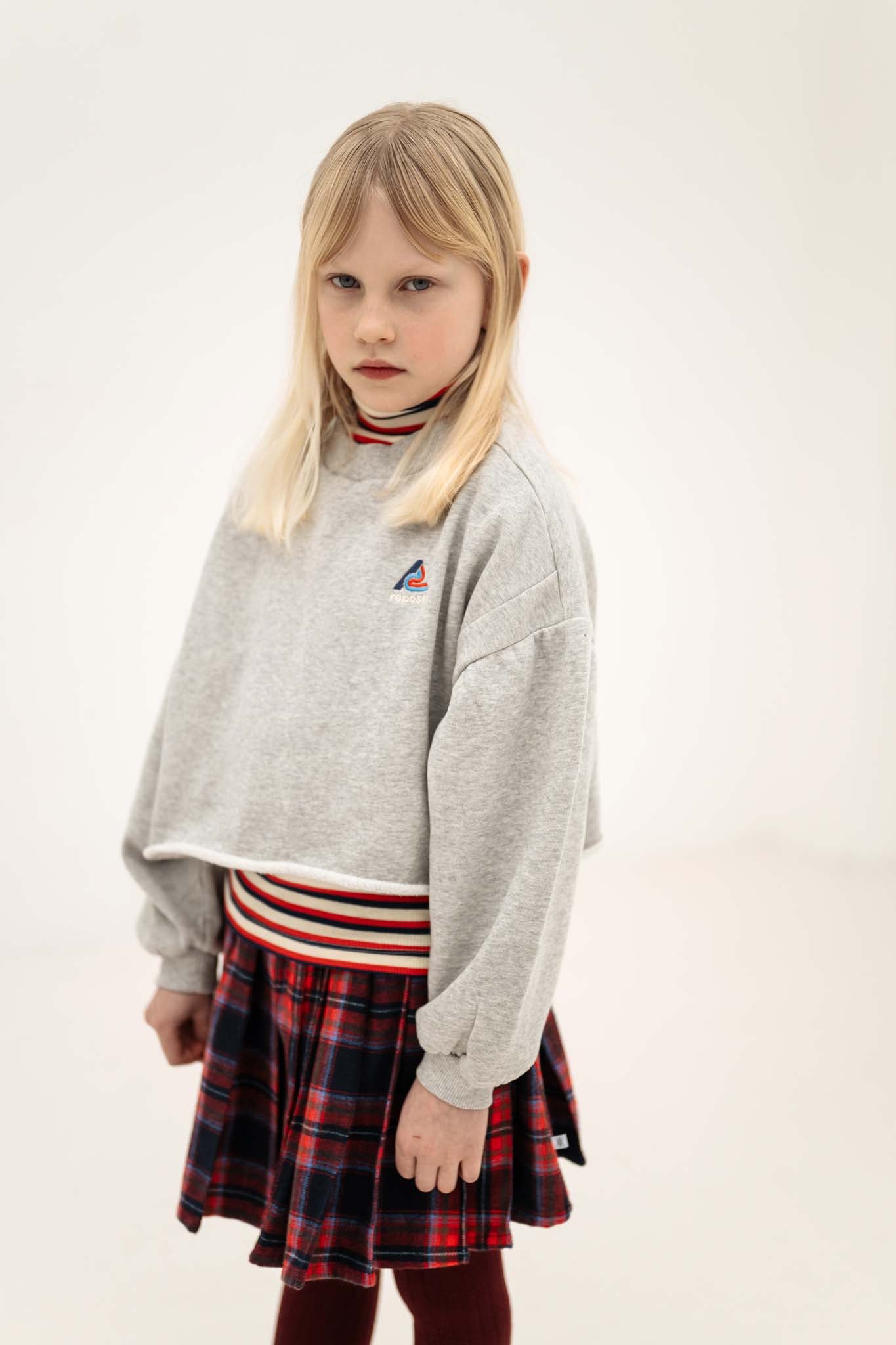 Repose AMS Crop heart sweater light mixed grey
