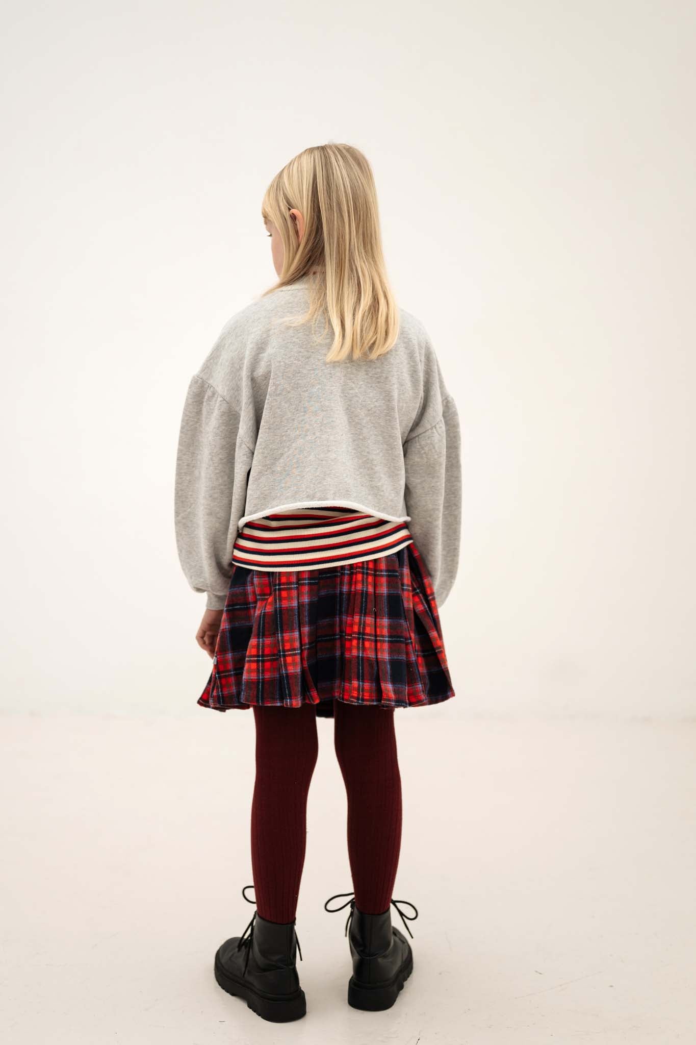 Repose AMS Plissé skirt firecracker horizon check