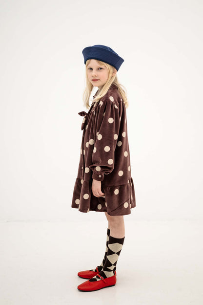 Repose AMS Bow dress chocolate polka dot