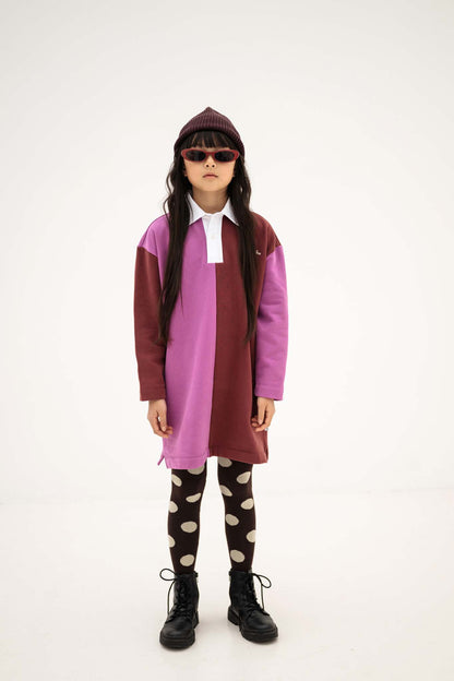 Repose AMS Polo dress orchid mulberry color block