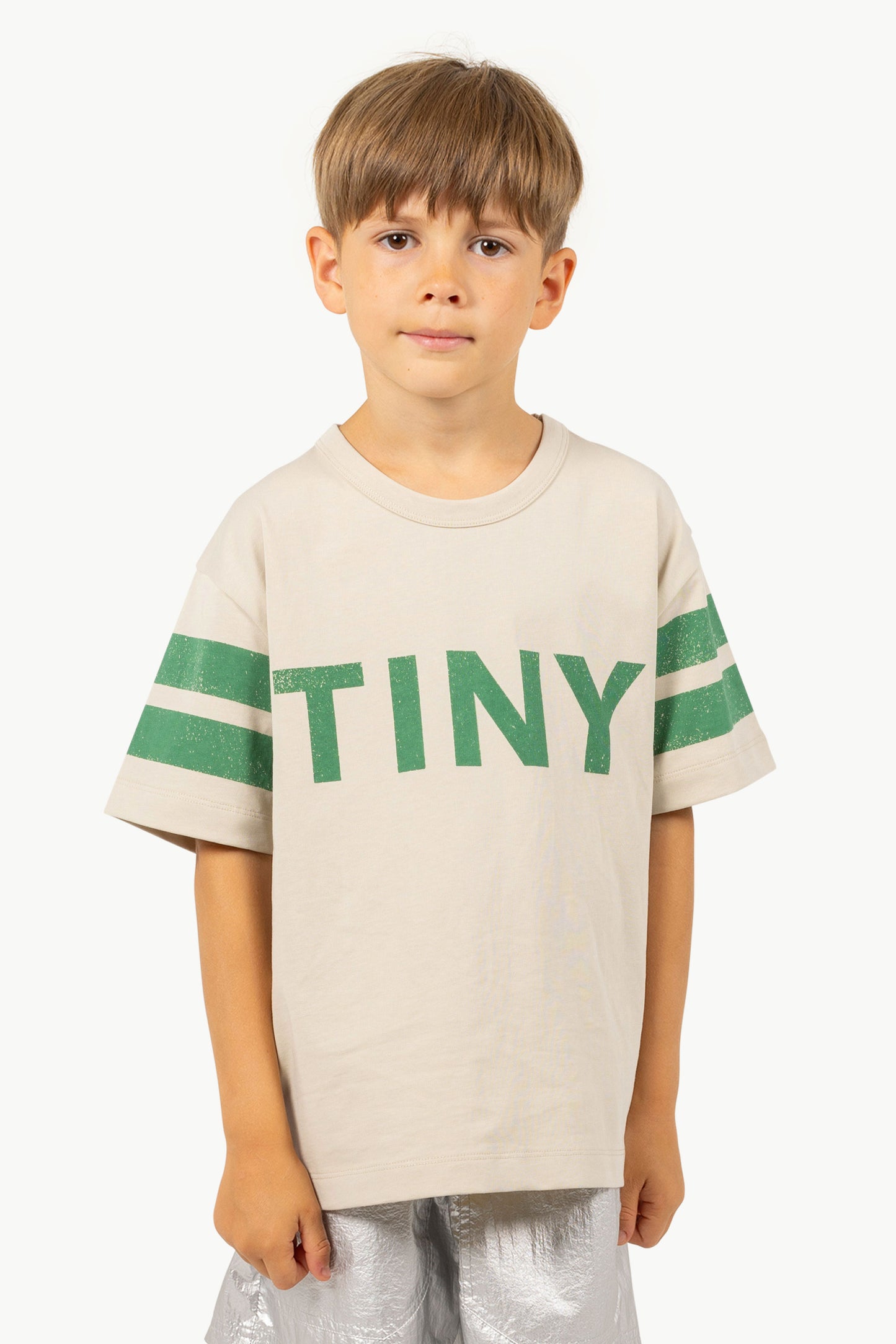 Tinycottons STRIPES LOGO tee dark vanilla