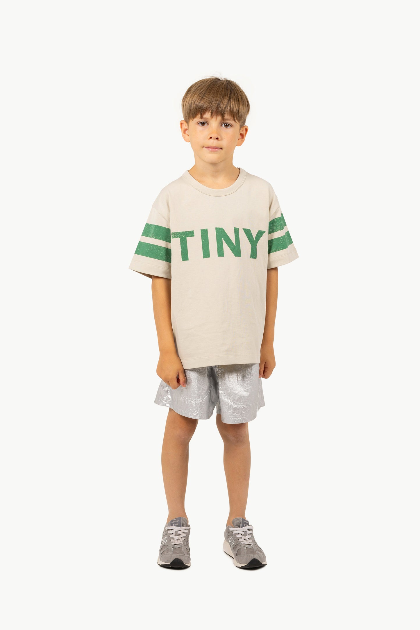 Tinycottons STRIPES LOGO tee dark vanilla