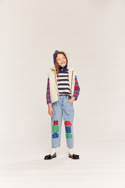 Wynken DUO STRIPE Tee navy ecru