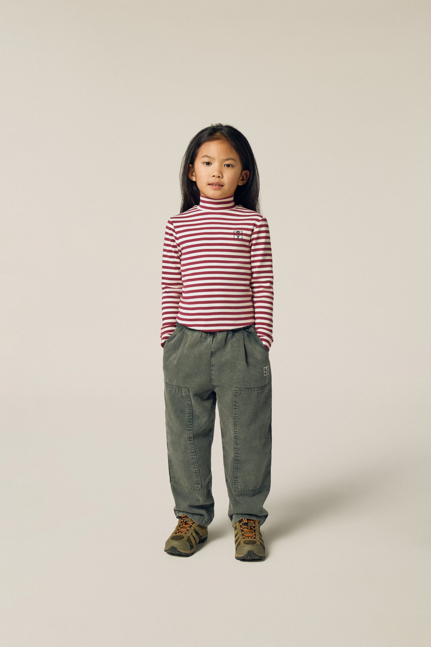 The Campamento Burgundy stripes turtle neck T-shirt
