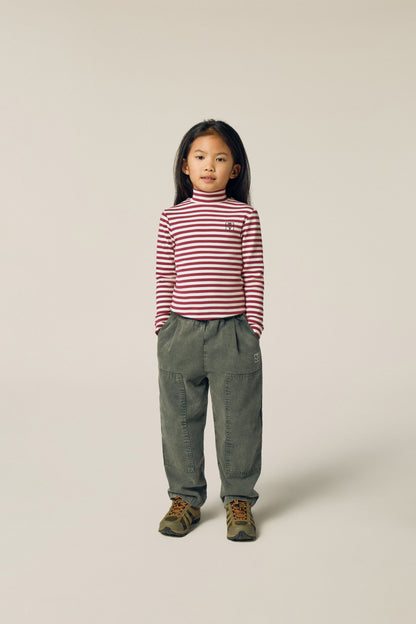 The Campamento Burgundy stripes turtle neck T-shirt
