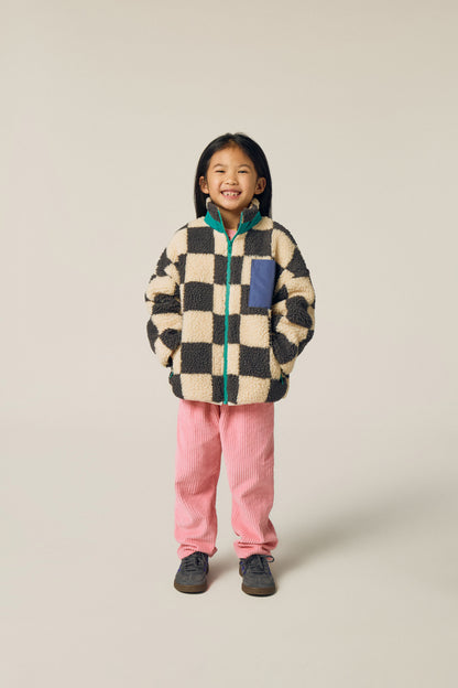The Campamento Checked teddy jacket ecru