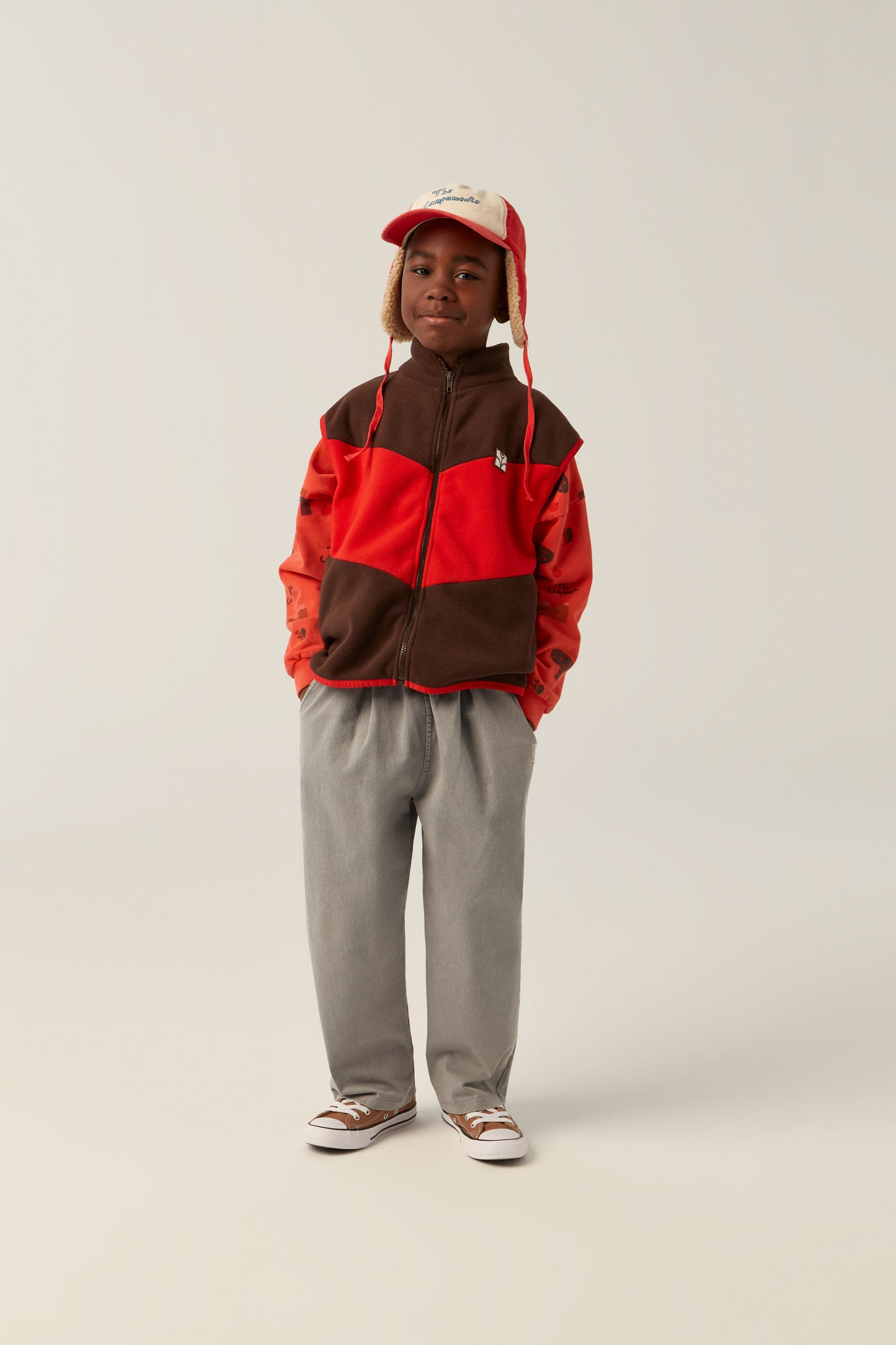 The Campamento Color block zipped vest brown