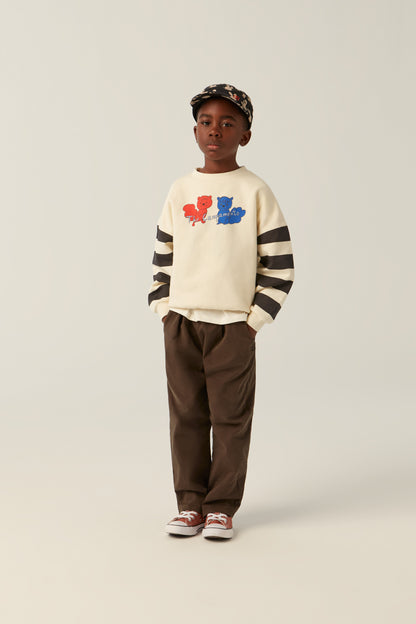The Campamento Squirrels and stripes sweatshirt ecru