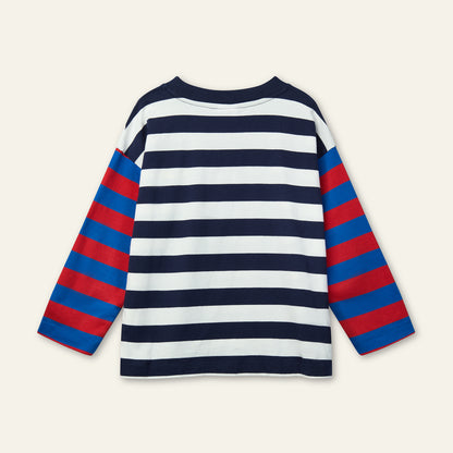 Wynken DUO STRIPE Tee navy ecru