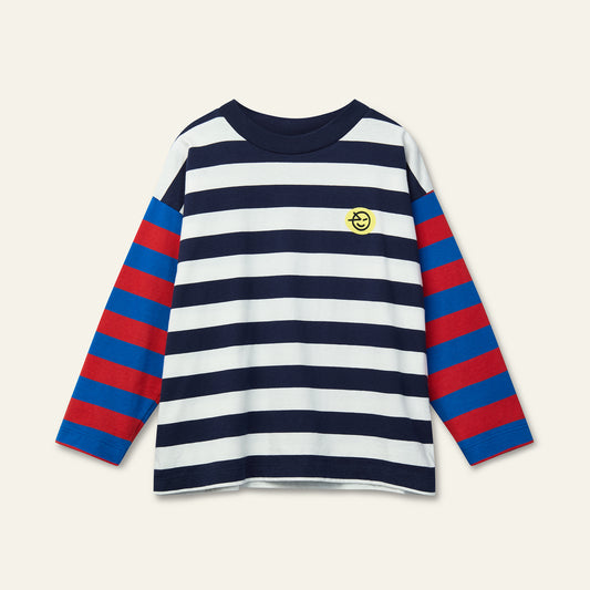 Wynken DUO STRIPE Tee navy ecru