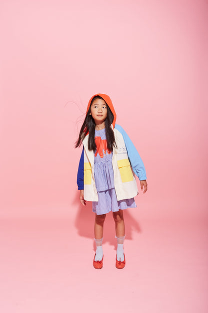 Wynken Fancy BOW Dress fine blue stripe