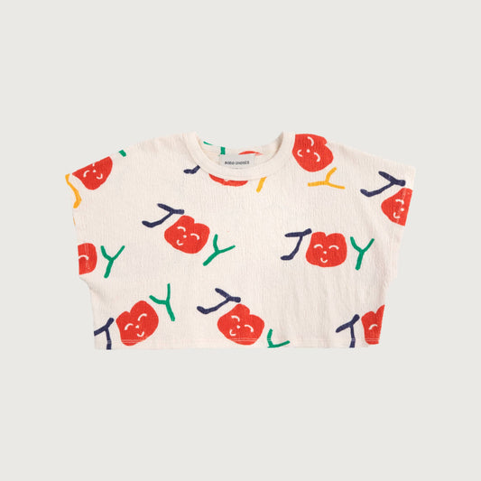 Bobo Choses SMILING ALLOVER cropped T-shirt offwhite