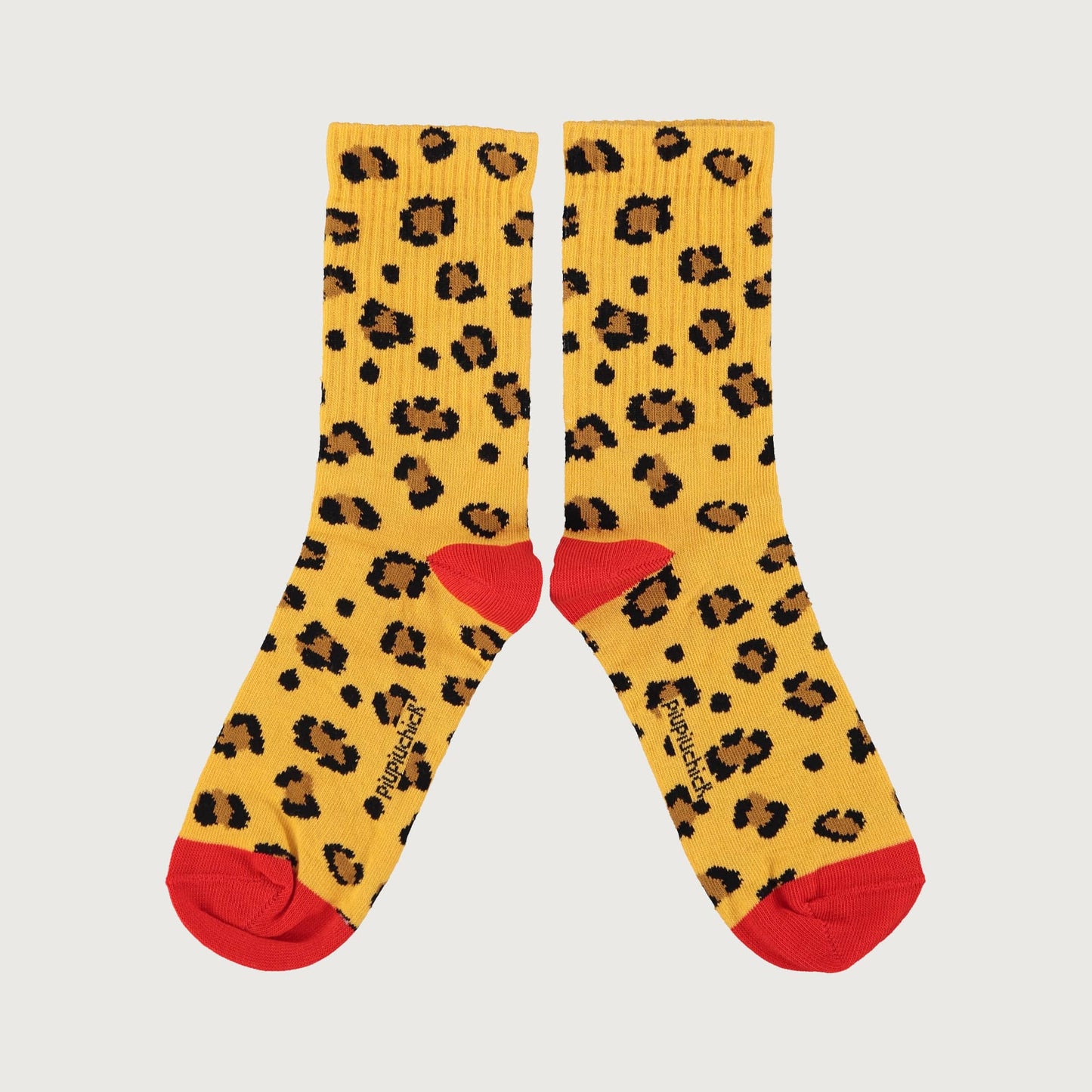 Piupiuchick Socks mustard with ANIMAL print