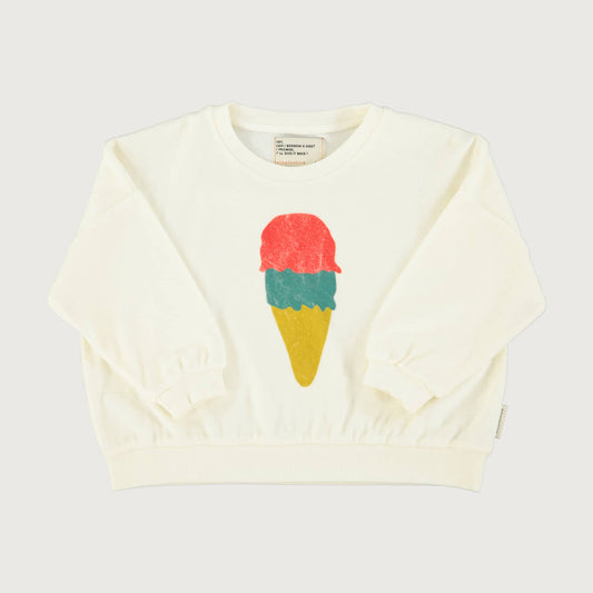 Piupiuchick Sweatshirt ecru with ICE CREAM print