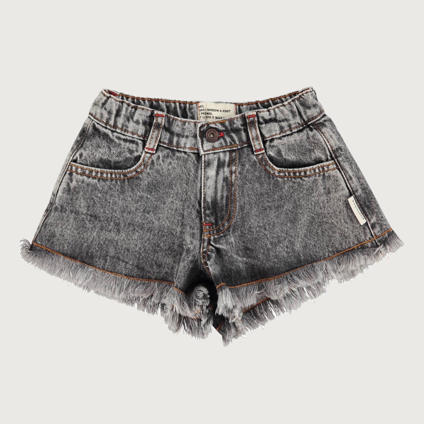 Piupiuchick Shorts with FRINGES washed black denim
