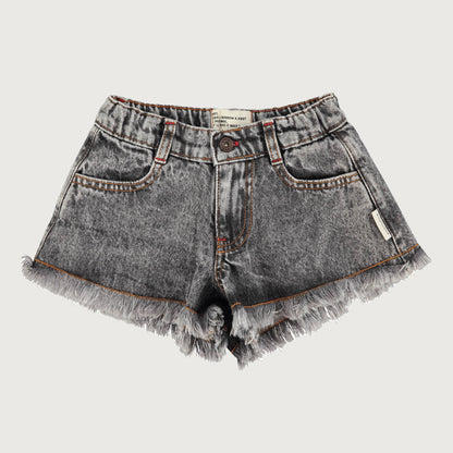 Piupiuchick Shorts with FRINGES washed black denim
