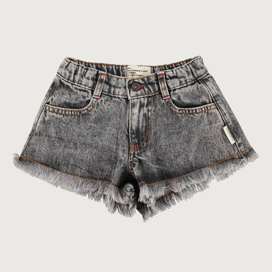 Piupiuchick Shorts with FRINGES washed black denim