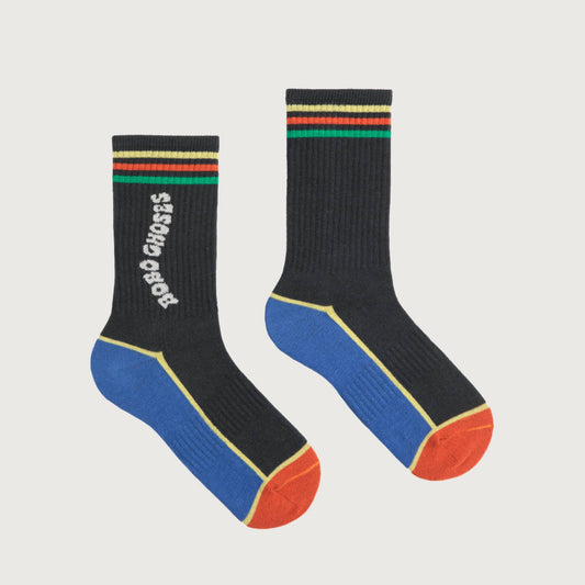 Bobo Choses COLOR BLOCK long socks dark grey