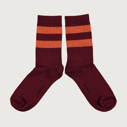 Piupiuchick Socks bordeaux with orange stripes