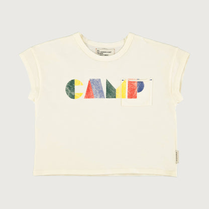Piupiuchick ecru T-shirt with MULTICOLOR CAMP print