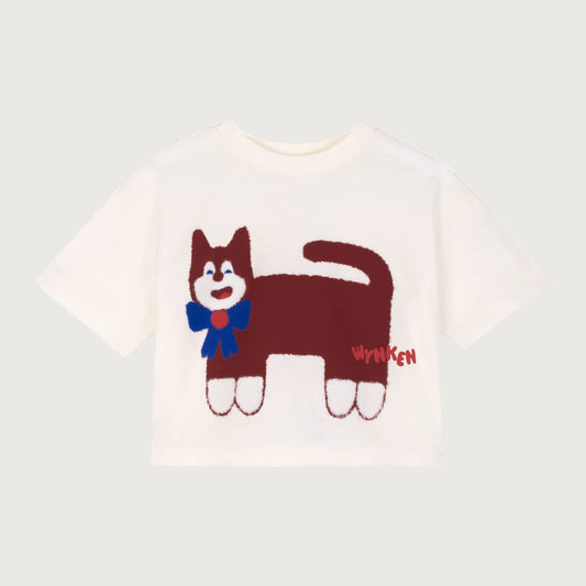 Wynken Cropped BON BON Tee ecru smart cat