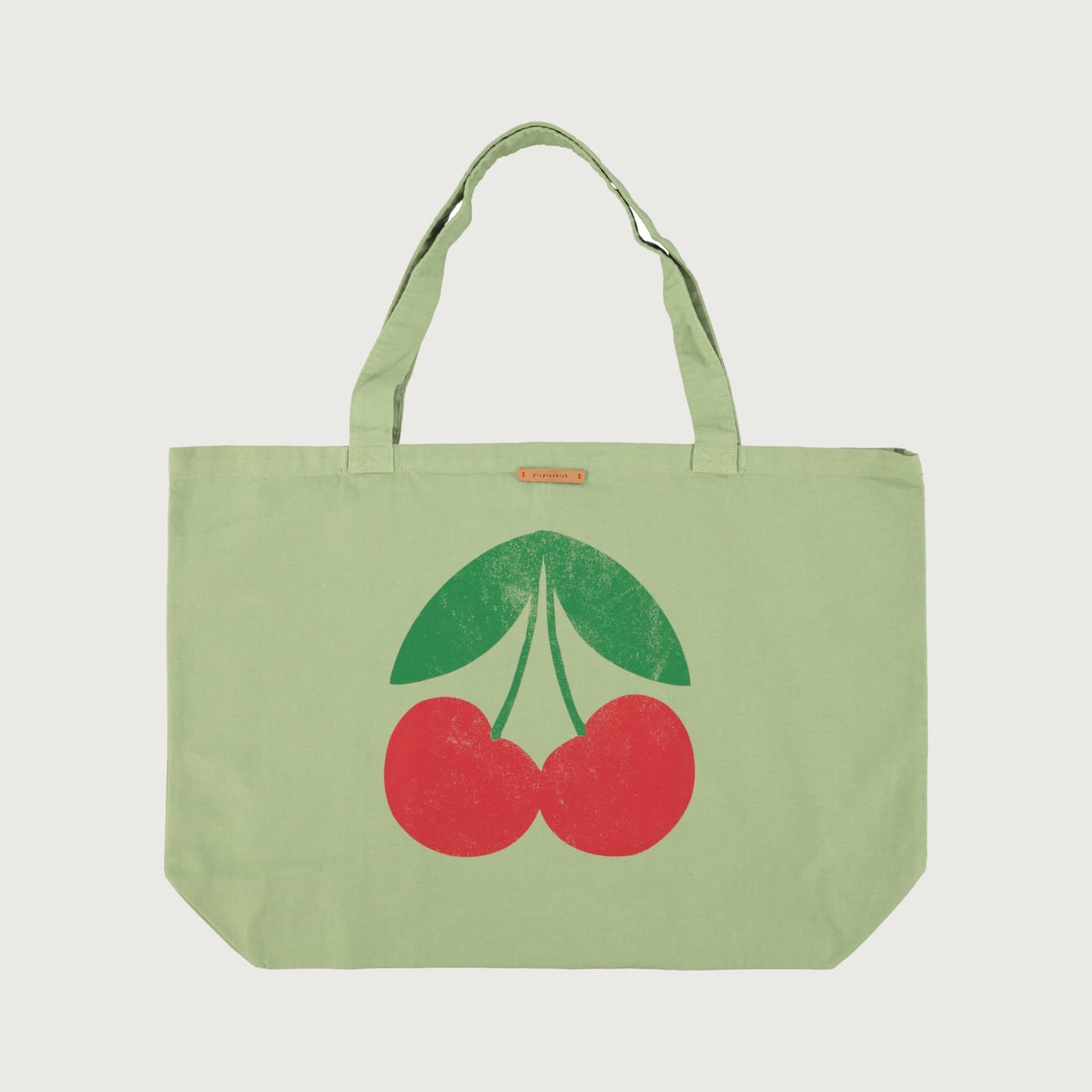 Piupiuchick XL bag light olive with CHERRY print