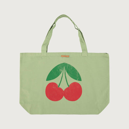 Piupiuchick XL bag light olive with CHERRY print