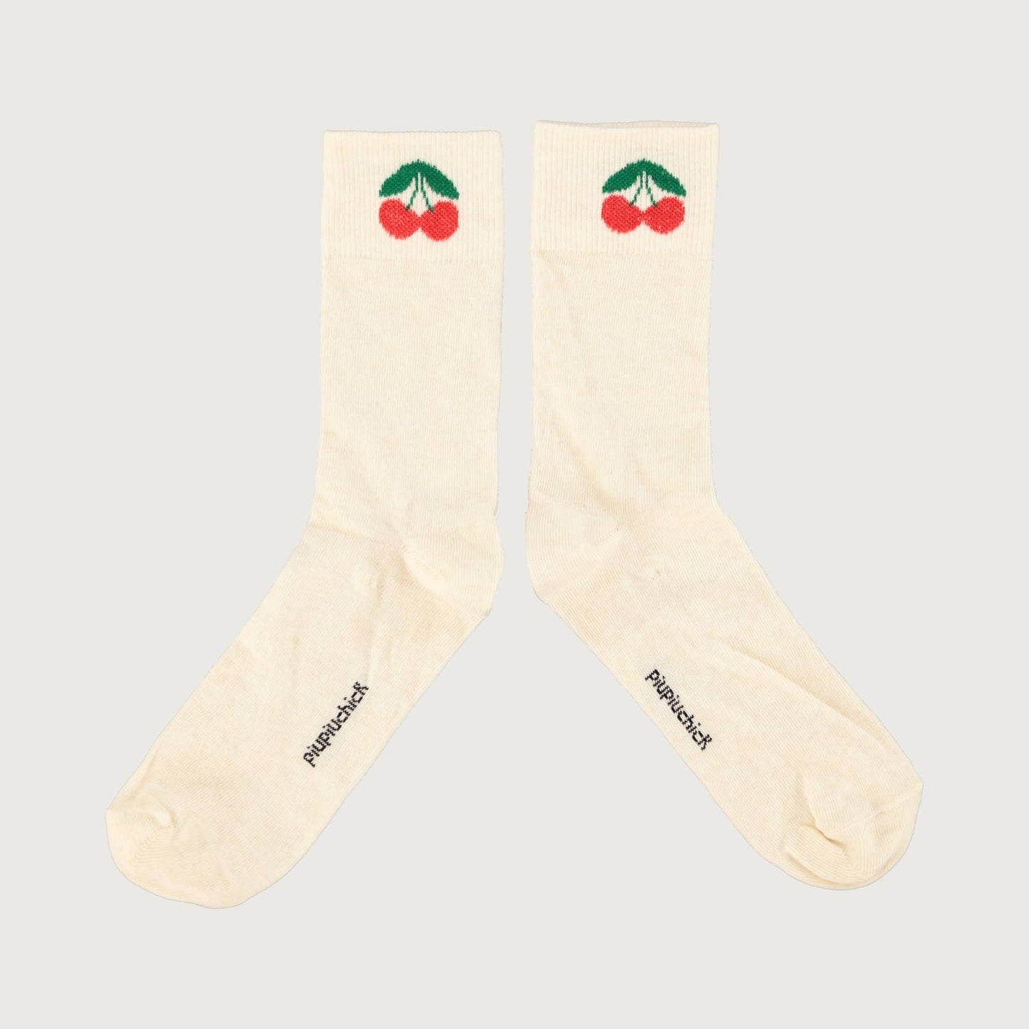 Piupiuchick Socks ecru with CHERRY print